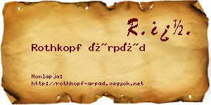 Rothkopf Árpád névjegykártya